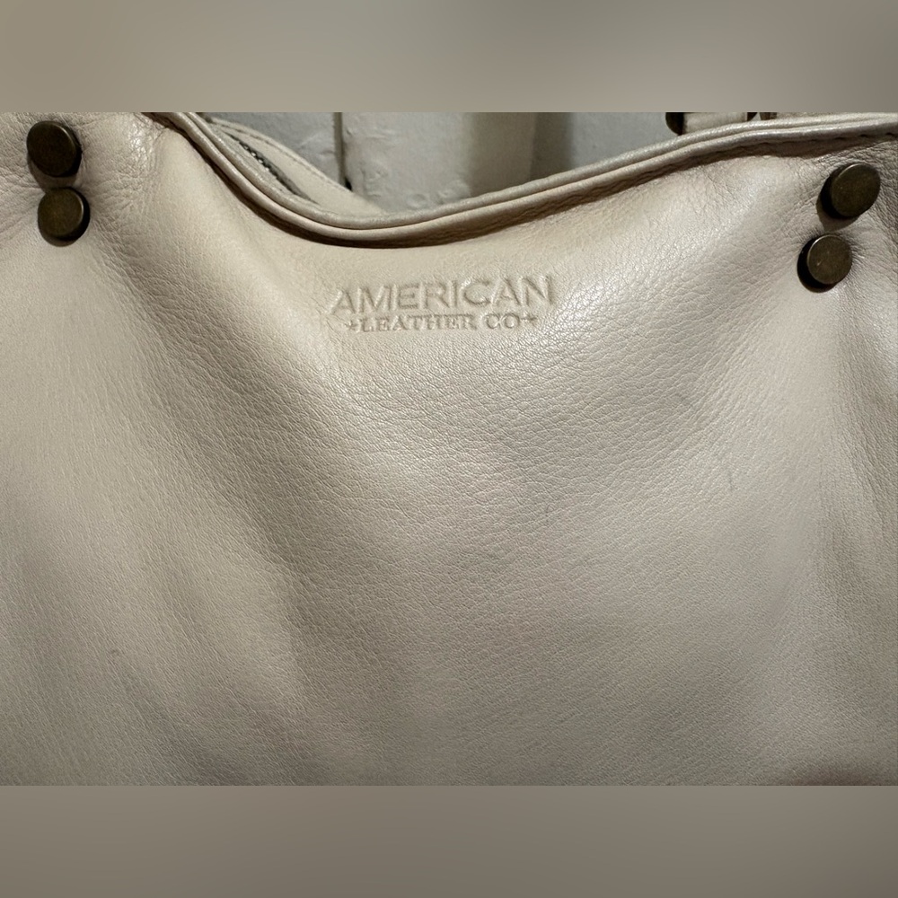 American Leather Co. Cream/Beige Top Handle Bag with Adjustable Crossbody Strap - Picture 2 of 16